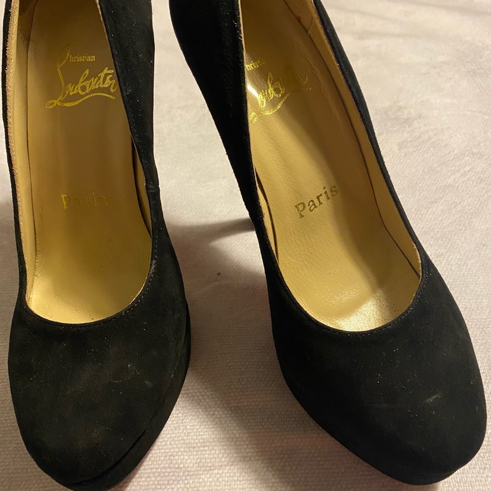 Preloved Christian Louboutin Women's Size 37 US 7 Fifi 80 Black Suede Pumps